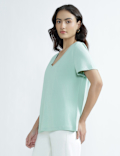 Pure Cotton V-Neck Plain T-Shirt