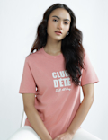 Pure Cotton Round Neck Graphic Print T-Shirt