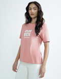 Pure Cotton Round Neck Graphic Print T-Shirt