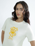 Pure Cotton Round Neck Graphic Print T-Shirt
