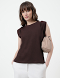 Pure Cotton Plain Crew Neck Top