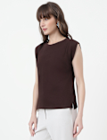 Pure Cotton Plain Crew Neck Top