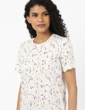 Floral Print Crew Neck Tee