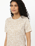 Palm Print Crew Neck Tee