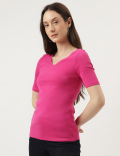 Pure Cotton Solid V-Neck T-Shirt