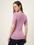 Pure Cotton Solid V-Neck T-Shirt