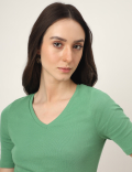 Pure Cotton Solid V-Neck T-Shirt