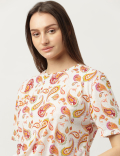 Paisley Printed Round Neck T-Shirt