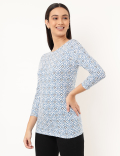 Cotton Mix Geometric Round Neck T-shirt
