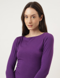 Cotton Plain Boat Neck Top
