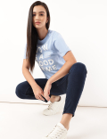 Pure Cotton Printed Crew Neck T-Shirt