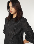 Mandarin Neck Stripes Shirt