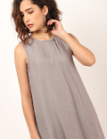 Pure Lyocell Plain Boat Neck Dress
