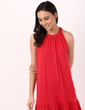 Gathered Neck Flared Dress