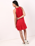 Gathered Neck Flared Dress