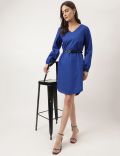 Plain V-Neck Mini Dress