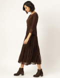 Viscose Mix Embellished Round Neck Dress