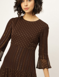 Viscose Mix Embellished Round Neck Dress