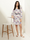Pure Cotton Floral Print Mini Shift Dress