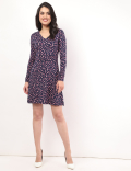 Viscose Mix Printed V-Neck Dress
