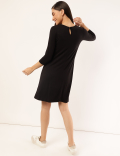 Viscose Mix Plain Round Neck Dress