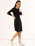 Viscose Mix Plain Round Neck Dress