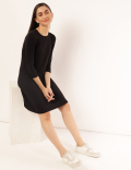Viscose Mix Plain Round Neck Dress