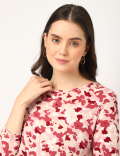 Viscose Mix Printed Round Neck Dress
