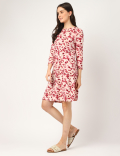 Viscose Mix Printed Round Neck Dress