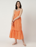 Pure Cotton Printed V-Neck Dress