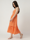Pure Cotton Printed V-Neck Dress