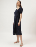 Cutwork Off Shoulder Dress With Slit