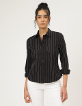 Striped Spread Collar Shirt