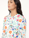 Floral Mandarin Collar Top