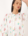 Pure Cotton Floral Round Neck Top