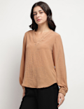 V-Neck Blouson Top