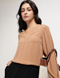 V-Neck Blouson Top