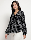 Floral V-Neck Blouson Top