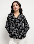 Floral V-Neck Blouson Top