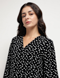 Floral V-Neck Blouson Top