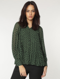 V-Neck Checked Blouse