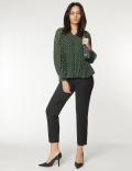 V-Neck Checked Blouse