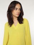 V-Neck Textured Blouse