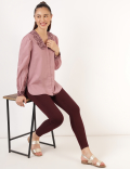 Pure Cotton Embroidered Puritan Collar Top