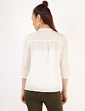 Viscose Mix Embroidered Mandarin Collar Top