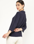 Pure Viscose Plain Lapel Shirt