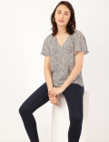 Printed V-Neck Top