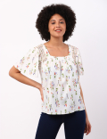 Smocked Print Top