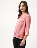 Plain Round Neck Blouson Top