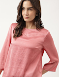 Plain Round Neck Blouson Top